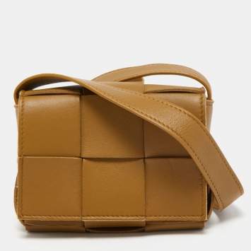 Pre Owned Bottega Veneta Olive Green Intrecciato Leather Mini Candy Cassette Crossbody Bag