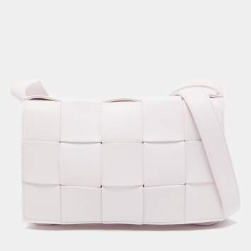 Pre Owned Bottega Veneta Light Pink Intrecciato Leather Cassette Shoulder Bag