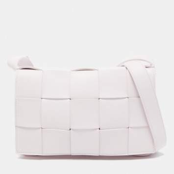 Pre Owned Bottega Veneta Light Pink Intrecciato Leather Cassette Shoulder Bag