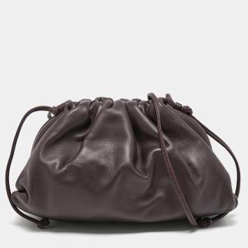 Pre Owned Bottega Veneta Plum Leather Mini The Pouch Bag