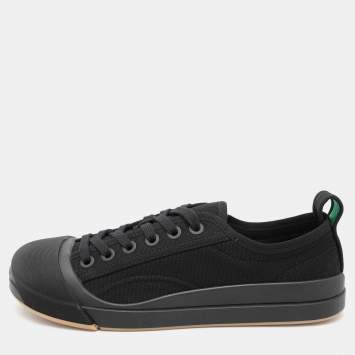 Pre Owned Bottega Veneta Black Canvas Vulcanized Sneakers Size 39