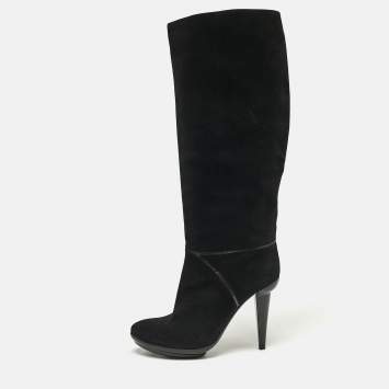 Pre Owned Bottega Veneta Black Suede Knee Length Boots Size 40