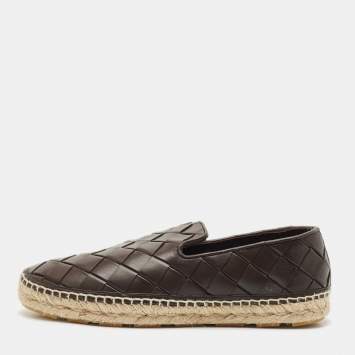 Bottega Veneta Brown Woven Leather Jack Espadrille Flats Size 40