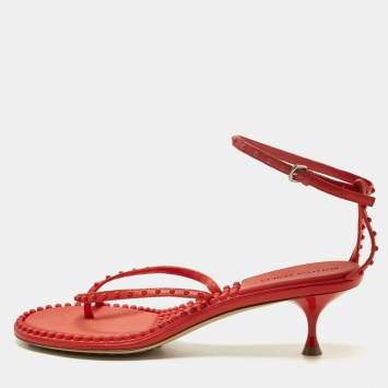 Pre Owned صندل بوتيغا فينيتا بحزام كاحل جلد أحمر مقاس 40