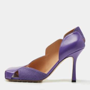Pre Owned Bottega Veneta Purple Leather Cutout Accent D'Orsay Pumps Size 38