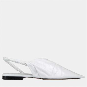 Pre Owned Bottega Veneta Leather Pointed Toe Slingback Flats 38.5