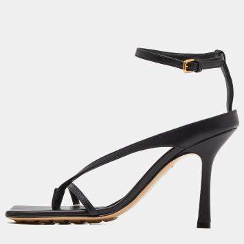 Pre Owned Bottega Veneta Leather Ankle Strap Thong Sandals 35