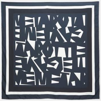Pre Owned Bottega Veneta Blue Geometric Print Silk Square Scarf 