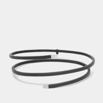 Pre Owned Bottega Veneta Black Leather Spiral Belt M