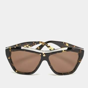 Pre Owned Bottega Veneta Tortoise Brown BV1092S Minimalist Cat Eye Sunglasses