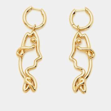 Pre Owned Bottega Veneta Fish Gold Tone Sterling Silver Earrings