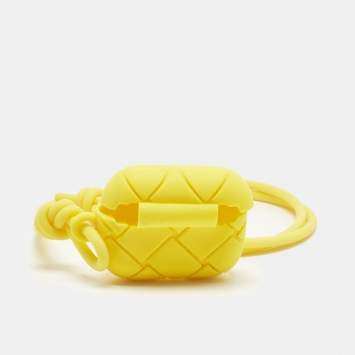 Pre Owned Bottega Veneta Yellow Intrecciato Rubber AirPods Pro Case