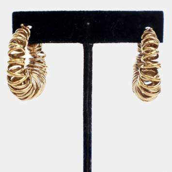 Pre Owned Bottega Veneta Multi Ring Hoop Earrings