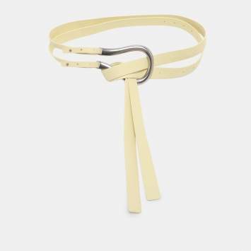 مملوكة مسبقًا Bottega Veneta Lime Leather Double Strap Horsebit Buckle Waist Belt S