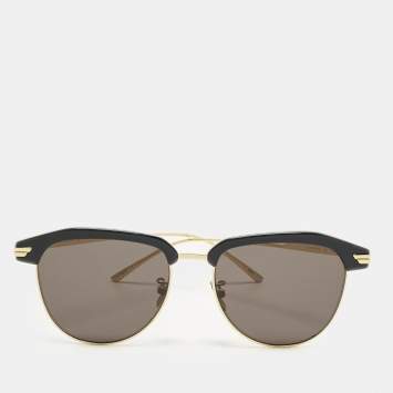 Pre Owned Bottega Veneta Black/Gold Tone BV112SA Sunglasses