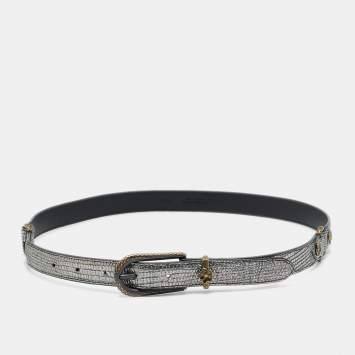 Pre Owned Bottega Veneta 80 CM Slim Buckle Belt Lizard
