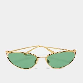 مملوكة مسبقًا Bottega Veneta Green/Gold Tone Knot BV1330S Cat Eye Sunglasses