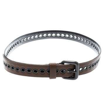 Pre Owned Bottega Veneta Brown Ring Hole Leather Belt 85CM