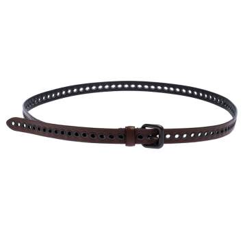 Pre Owned Bottega Veneta Brown Eyelet Leather Double Wrap Buckle Belt 140CM