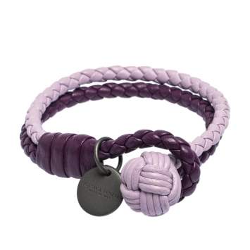 Pre Owned Bottega Veneta Bicolor Intrecciato Nappa Leather Knot Bracelet S