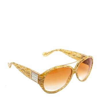 Pre Owned Bottega Veneta Honey Intrecciato / Orange Gradient BV 89/S Aviator Sunglasses