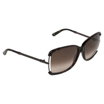 Pre Owned Bottega Veneta Copper Intrecciato/Brown BV 132S Square Sunglasses