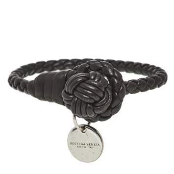 Pre Owned Bottega Veneta Brown Intrecciato Nappa Leather Knot Bracelet 