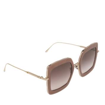 Pre Owned Bottega Veneta Gold/Brown BV0209S 002 Oversized Gradient Sunglasses