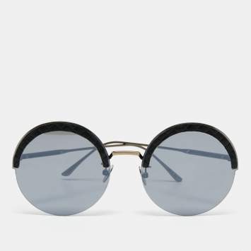 Pre Owned Bottega Veneta Gold/Black BV0208S Rimless Round Sunglasses