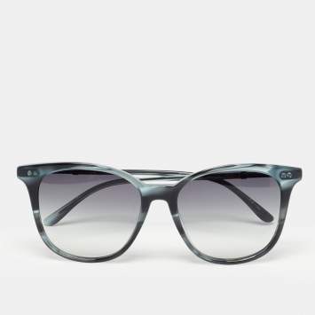 Pre Owned Bottega Veneta Black/Blue Printed BV0132S  Square Sunglasses