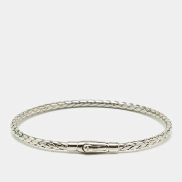 Pre Owned Bottega Veneta Intrecciato Sterling Silver Bracelet 
