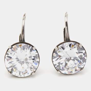 Pre Owned Bottega Veneta Crystal Sterling Silver Drop Earrings