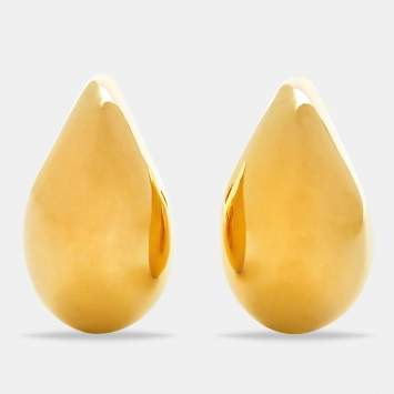 Pre Owned Bottega Veneta Drop Sterling Silver Gold Tone Earrings