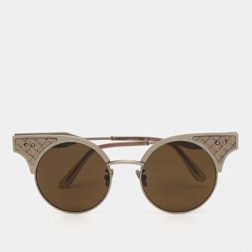 Pre Owned Bottega Veneta Black/Grey BVQ113S Cat Eye Sunglasses