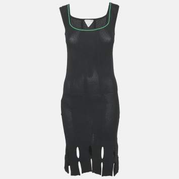 Bottega Veneta Black Knit Sleeveless Knee-Length Dress S