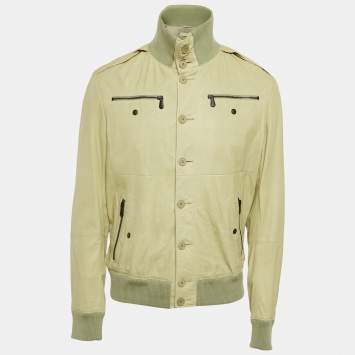 Bottega Veneta Green Leather Buttoned Jacket XL