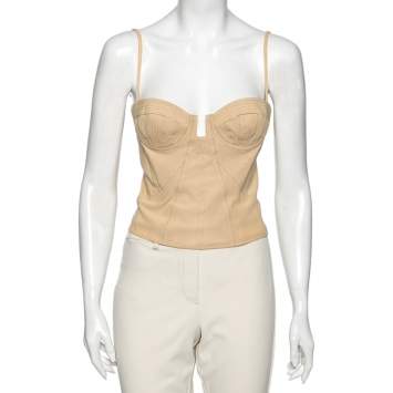 Pre Owned  Bottega Veneta Beige Knit Corset Top M