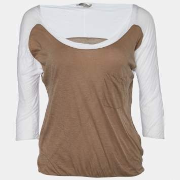 Pre Owned Bottega Veneta Two Tone Cotton Knit T-shirt M
