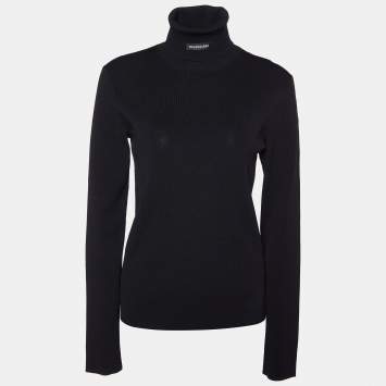 Pre Owned Balenciaga Unisex Black Knit Turtleneck Sweater M