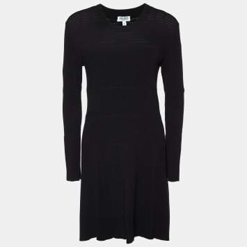 Pre Owned Kenzo Black Knit Mini Dress L