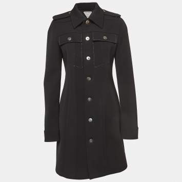 Pre Owned Bottega Veneta Black Wool Blend Short Dress M