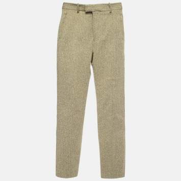 Pre Owned Bottega Veneta Cream Tweed Straight Leg Trousers S