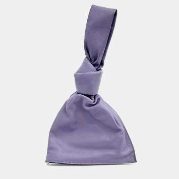 Pre Owned Bottega Veneta Purple Leather Mini Twist Top Handle Bag