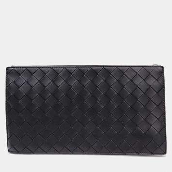 Pre Owned Bottega Veneta Black Intrecciato Nappa Pouch