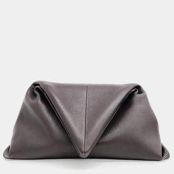 Pre Owned Bottega Veneta Brown Leather Trine Clutch