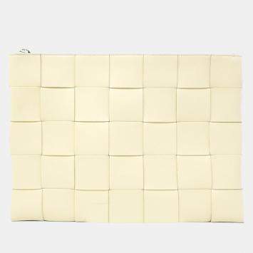 Pre Owned Bottega Veneta Beige Cassette Clutch