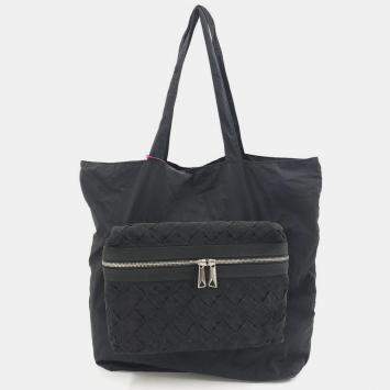 Pre Owned Bottega Veneta Black Canvas Shoulder Bag
