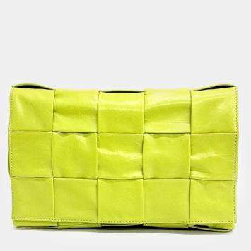 Pre Owned Bottega Veneta Yellow Leather Cassette Shoulder Bag