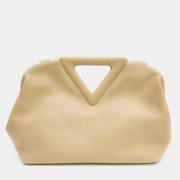 Pre Owned Bottega Veneta Almond Small Triangle Handle Bag