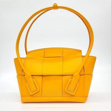 Pre Owned Bottega Veneta Orange Leather Arco Small Tote Bag